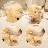 Highland Cow Stuffed Animal Toy Farmhouse-Style Highland Cow Stuffed Animal Plushie Long-Haired Shaggy for Children, Nursery