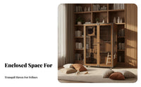 enlarged Large Space Wooden Cat Villa Luxury Design Multi-Level Cat Villa Good Ventilation Pet Furniture Multiple entry Points for Indoors, Indoor, Living Room, Bedroom