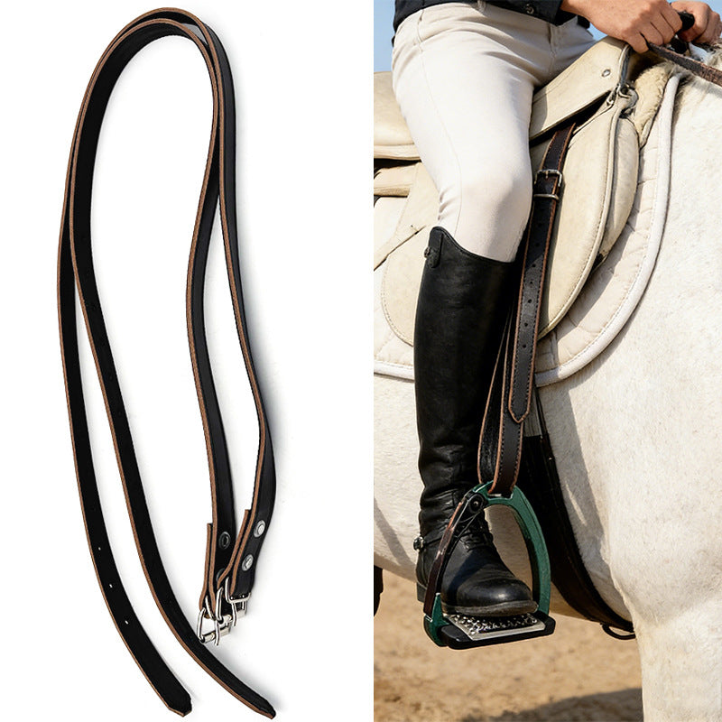 Adjustable English Stirrup Leathers, Double-Layer Genuine Leather, Anti-Slip, Brand Panlong Horse