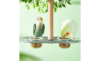 No-Mess Design Anti-Splash Bird Food Holder Easy to Clean Bird Perch with Food Bowls Long-Lasting Materials Hanging Parrot Feeder 360° Rotating for Cockatiels, Lovebirds, Small Parrots