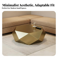 Faceted Base Table Gold Finish Living Room Furniture Minimalist Aesthetic Luxury Design for Homeowners, Business Owners