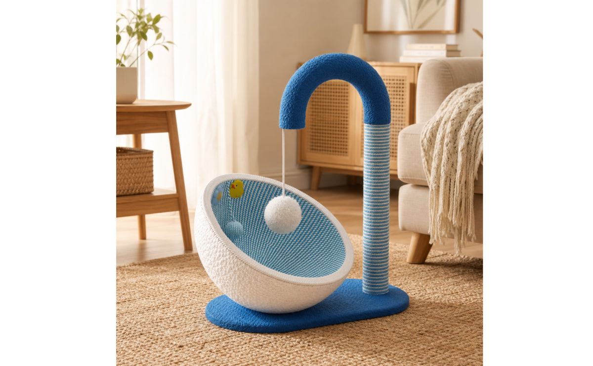 Woven Cat Scratching Bed Paper Rope Cat Tree with Bed Soft Activity Centre Soft for Cats, Kittens, Living Room, Bedroom