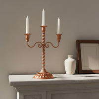 Vintage Metal Candelabra Ornamental Centerpiece Antique Bronze Candle Holder