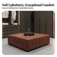 Black Tufted Cube Stool Minimalist Design Ottoman Square Shape Multi-Functional for Homeowners, Renters, Walk-in Closet, Bedroom