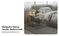 Mirrored Side Table Minimalist Design Mirrored Cube Stand Geometric Shape Multi-Functional for Homeowners, Bedroom, Photo Studio