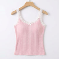 Going Out Tops for Women with Lace Trim and Bow Detail, Cashmere Blend Sleeveless Camisole for Layering, Backless Tank, Y2K Style Vest