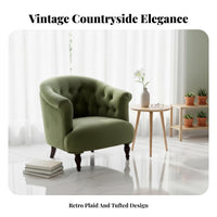 Button-Tufted Armchair Vintage Inspired Button-Tufted Club Chair Sturdy Wood Legs High Rear Design for Homeowners