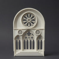 Gothic Window Panel Miniature Cathedral Facade Pointed Arch Rose Window Panel