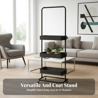 3-Tier Rolling Rack with Hanging Grid Multi-Functional 3-Tier Rolling Wire Rack