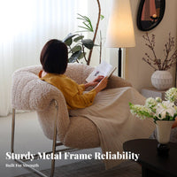 Upholstered Armchair Modernist Inspired Inspired Cylindrical Frame Armchair With Armrests Comfortable for Office Workers