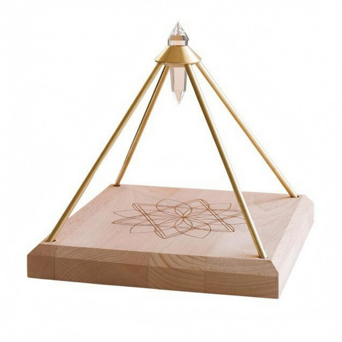 Crystal Display Gold-Tone Metal Pyramid Display
