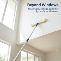 Window Cleaner Long Handle, Cleaning Kit Window Scrubber, Microfiber Window Scrubber Combo, Extendable Window Cleaning Kit