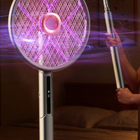 Rechargeable Telescopic Bug Swatter Long Reach Electric Bug Swatter Metal Mesh Bug Exterminator Racket Handheld