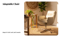 Scalloped Back Vanity Chair Vintage Inspired Upholstered Armchair Curved Backrest Sturdy Metal Legs for Reception Area, Bedroom