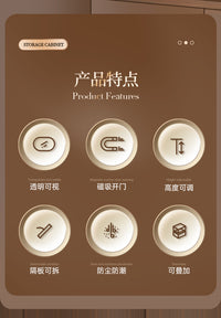 桌面收纳盒水杯高级感磁吸透明置物架多层分隔马克杯茶杯放置柜 4层⭐️透明白【水壶高杯轻松收纳】