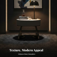Fluted Cylindrical End Table Light Luxury Nightstand Modern Design for Bedroom