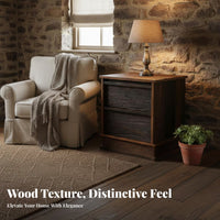Single-Drawer Nightstand Rustic Look Bedside Table Rounded Corners for Students