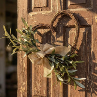 Spring Door Wreath Ready to Hang Artificial Olive Wreath Rustic Charm Olive Branch Heart Decoration for Homeowners, Couples, Easter, Entryway, Wedding