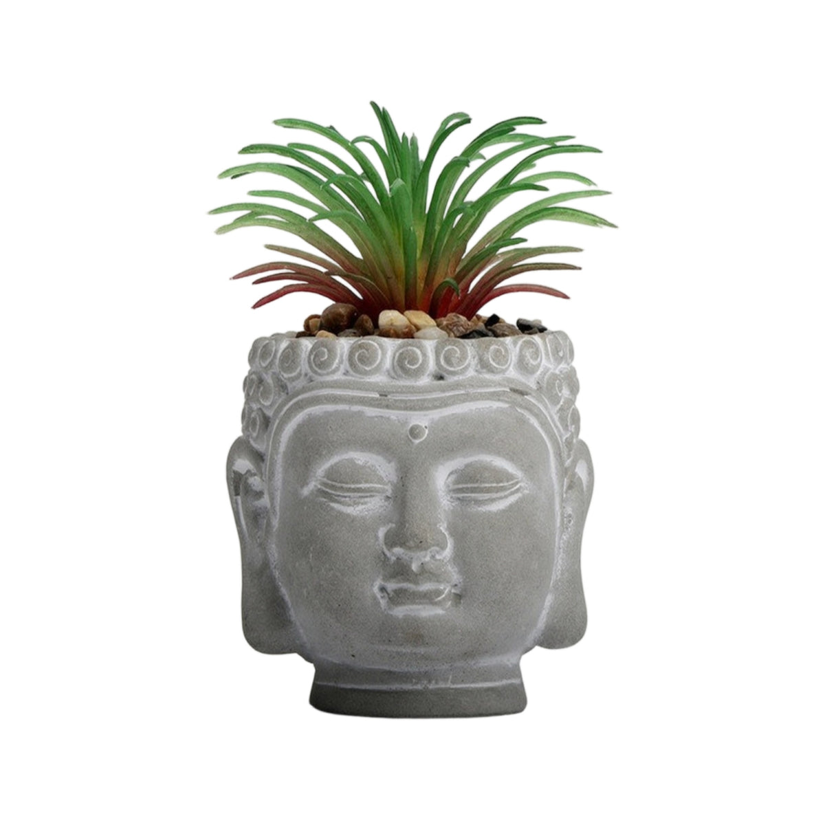 Cement Pot with Raised Pattern Carved Cement Planter Stone-Look for Desk, Office