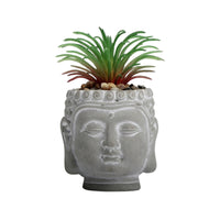Cement Pot with Raised Pattern Carved Cement Planter Stone-Look for Desk, Office