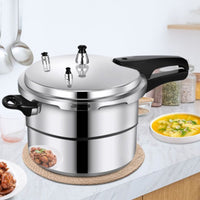 Gas and Induction Compatible Stovetop Pressure Cooker Thickened Base Commercial Pressure Cooker Heavy-Duty Construction Large Capacity Cooking Pot Multiple Safety Features for Chefs, Families, Restaurant, Cafeteria