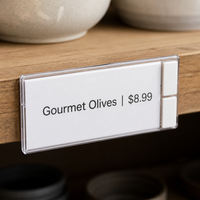 Acrylic Adhesive Price Tag Holder for Shelves and Displays