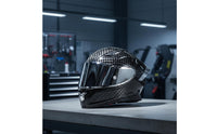 Carbon Fiber Complete Face Helmet | Aerodynamic, aerodynamically contoured, Carbon Fiber Helmet, for Street Riding