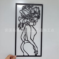 4 件金属极简主义抽象女性墙壁艺术线条图墙壁艺术装饰