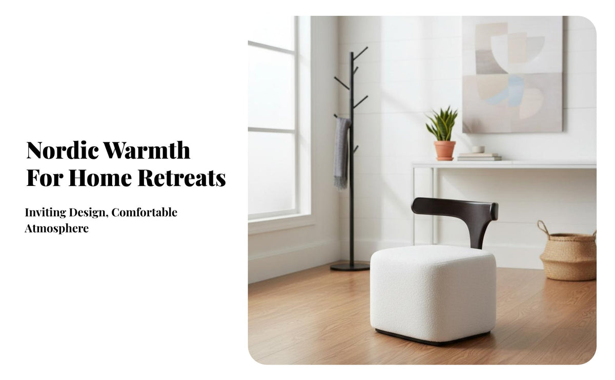 Nordic aesthetic Upholstered Stool with rear Lip Modern Design Indoor Seating Multi-Functional Household Furniture space-saving Size for Homeowners, Apartment Dwellers, Adults, Living Room, Entryway, Hallway, Bedroom
