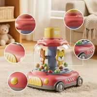 Sensory Push Toy Car with Beads Interactive Press and Rotate Toy Educational for Babies, Toddlers, Floor Play, Playroom