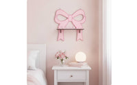 Wall Shelf with Bow Charming Wooden Shelf with Bow Pink Furniture for Girls, Teens, Nursery, Bedroom, Dressing Room