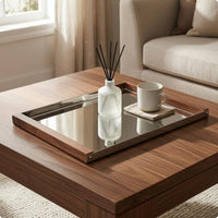 Rectangular Serving Tray Mirrored Mirror Tray Metal Corners Home