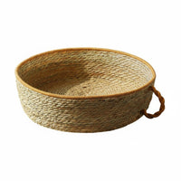 Handwoven Feline Basket Natural Grass-Like Wicker Feline Basket Loop Handle