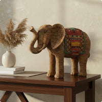 Rattan Elephant Decor Decorative Woven Elephant Statue Cute Look for Shelf Display