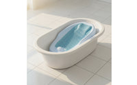 Quick-Draining Baby Bath Support Low-Slung Bath Support with Foldable Leg Compact Infant Bathtub Seat Portable for Bathroom