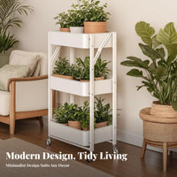 Triple-Decker Rolling floral Rack sturdy Construction Plant Stand Minimalist & appearance
