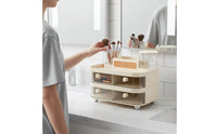 Cosmetic Storage Box with Drawers Transparent Makeup Organizer with Drawers Space Saving Rotating Makeup and Jewelry Organizer for Dresser Top