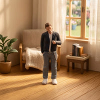 Miniature Male Figurine Tiny Streetwear Character Model 3D Figurines for Collectors