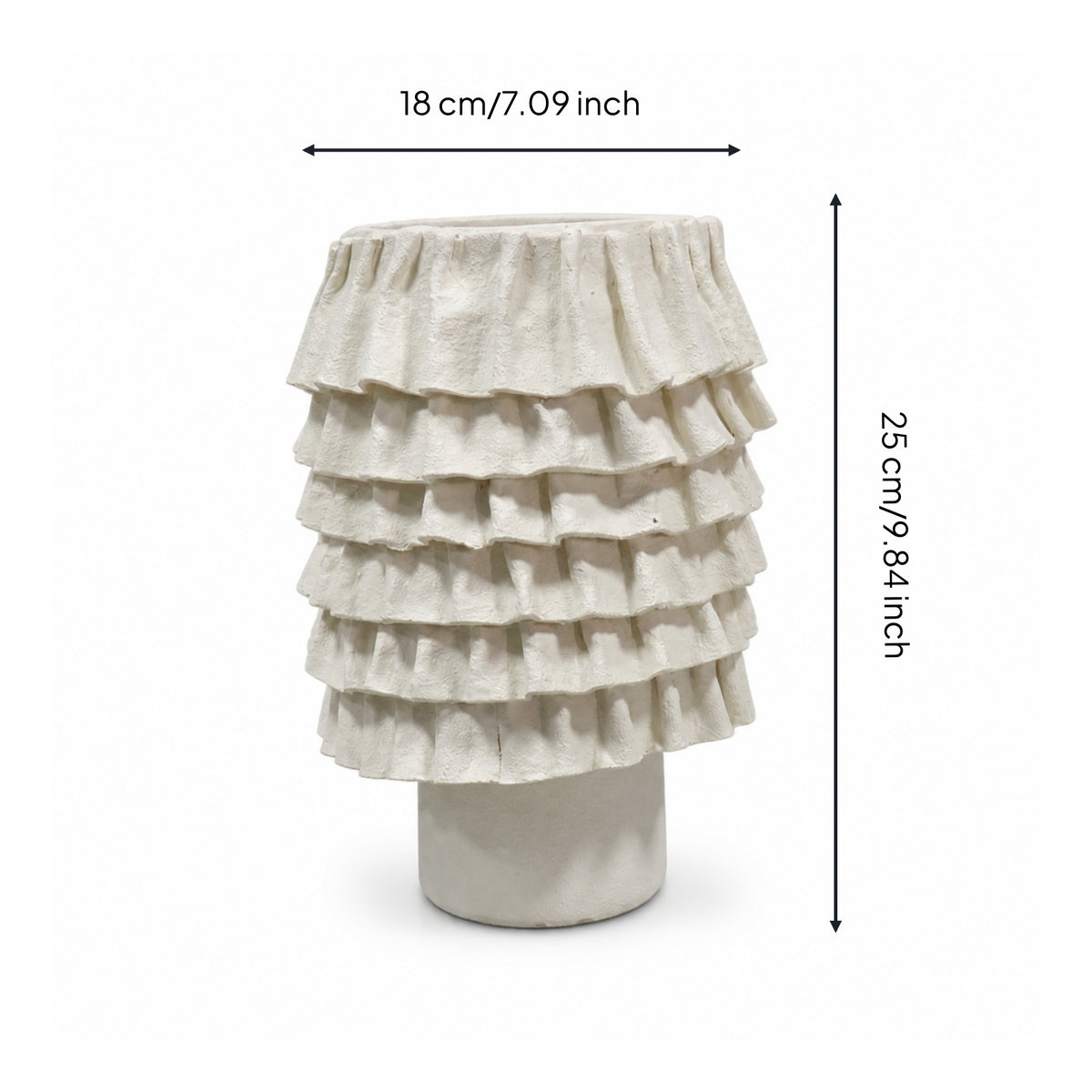 Ruffled Resin Vase Textured Sculptural Vase Artisanal Resin Flower Holder Modern for Living Room, Entryway, Display Shelf