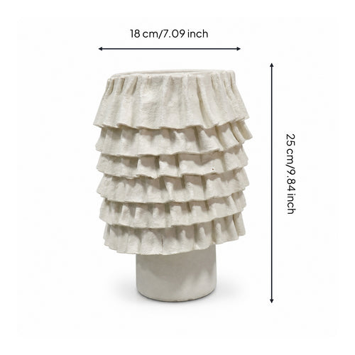 Ruffled Resin Vase Textured Sculptural Vase Artisanal Resin Flower Holder Modern for Living Room, Entryway, Display Shelf