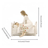 Sentimental Mother Daughter Figurine Delicate Painted Details Family Love Ornament Soft Colors Mother Child Figurine Handmade Look for Living Room, Bedroom, Entryway