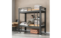 Iron Bunk Bed Space-Saving Metal Bunk Bed Furniture for Employees, Roommates, Student Apartment, Employee Housing, Shared Room
