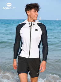 AquaPlay安泊来泳衣男泡温泉拉链速干泳裤三件套装浮潜水母服