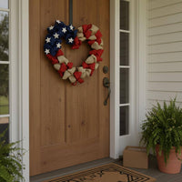 Independence Day Wreath Easy to Hang Patriotic Wreath Handmade for Entryway