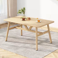 5 Pieces Modern Wooden Dining Set Rectangular Table Ergonomic Chairs Space Saving Design Wood Grain Finish Suitable for Restaurant Owners Adults Cafe Small Apartment Home Decoration