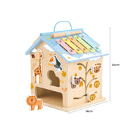 Wooden Toy House with Xylophone Interactive Busy House Learning Busy Box Sensory for Toddlers, Playroom
