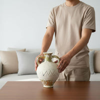 Handmade Aesthetic Vase Textured Surface Double Handle Vase Artisanal Appearance Home Decor for Shelf