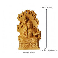 Immovable Wisdom King Sculpture Statue Yellow Boxwood Carved Wooden Figurine Freestanding Buddhist Deity Statue