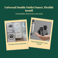 Washing Machine Double Outlet Faucet, Automatic Shut-closed Valve, Rust-Resistant Brass, Easy Installation for Bathroom, Kitchen, and Laundry