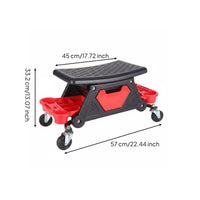 Automotive Work Stool with Tool Trays Low-Profile Design Rolling Technician